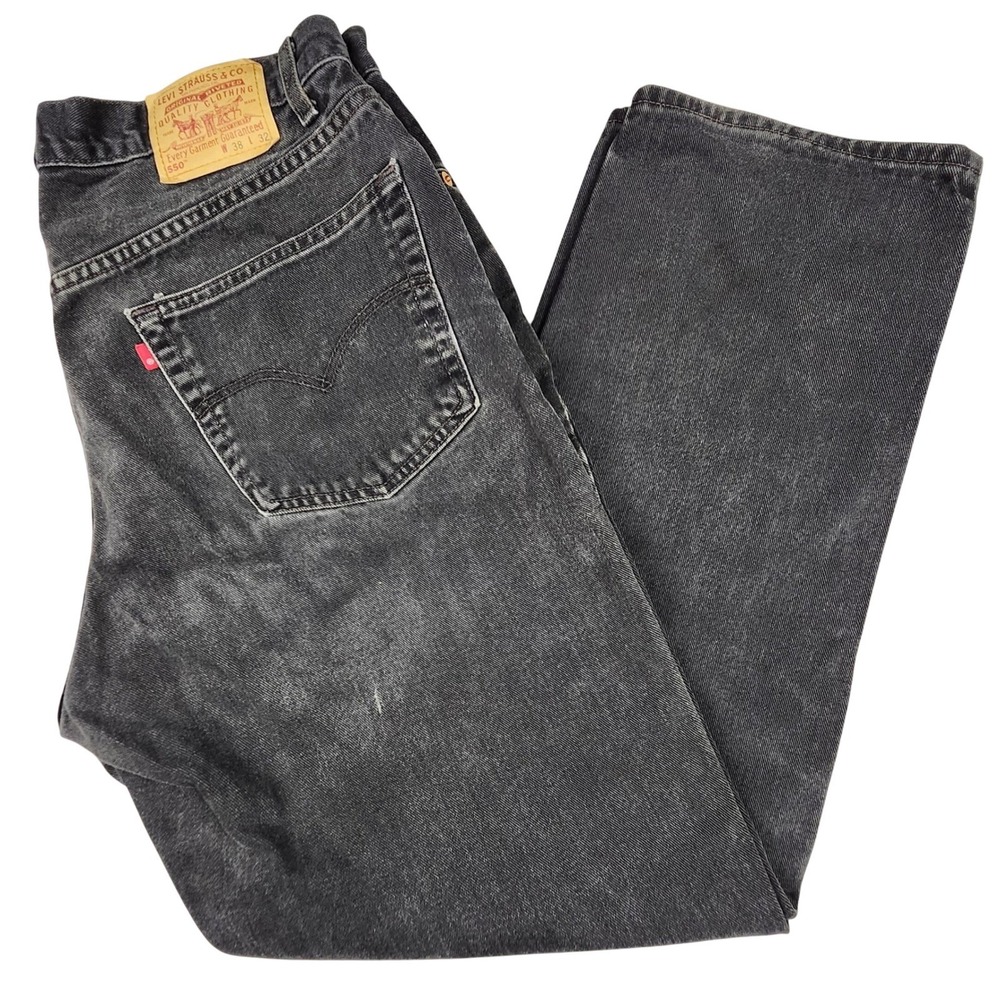 Levi's Vintage 550 Relaxed Fit Denim Jeans Mens 38x32 Black Paper Tag Y2K Mexico